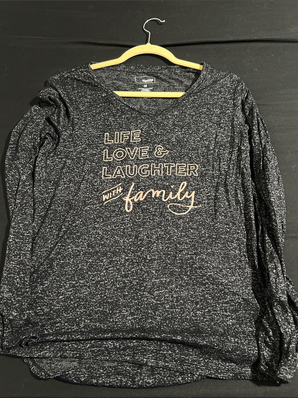 Sonoma Black Heather Long-Sleeve Tee with Gold Script